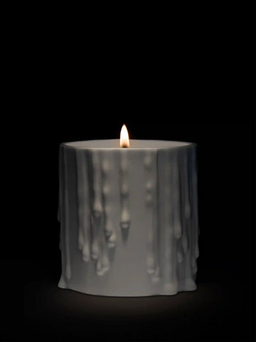 White Melted Wax candle holder - For classic candles