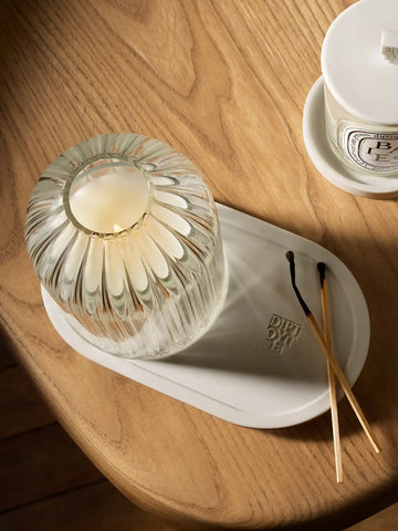 Ribbed Candle Holder with Oval Tray - For classic candles