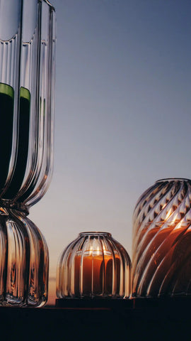 Ribbed candle holder - For miniature candles