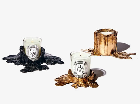 Large black bronze candle holder - For classic candles