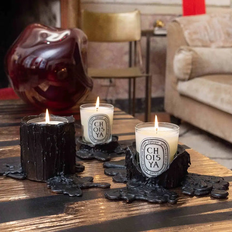 Large black bronze candle holder - For classic candles